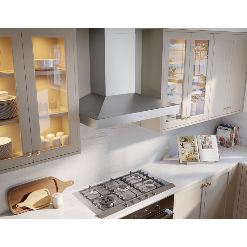 Amalfi 600 CFM Wall Mount Range Hood with LED Lights in Stainless Steel, 36"
