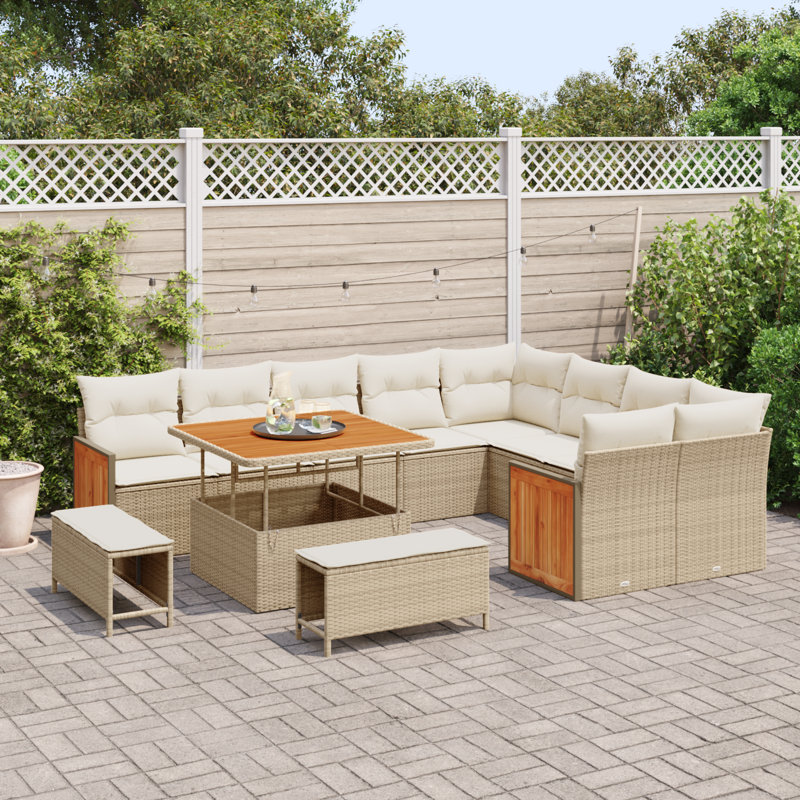 286cm Wide Patio Sofa with Cushions