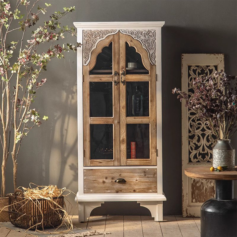 Vitrines en bois manufacturé beige et Burlywood