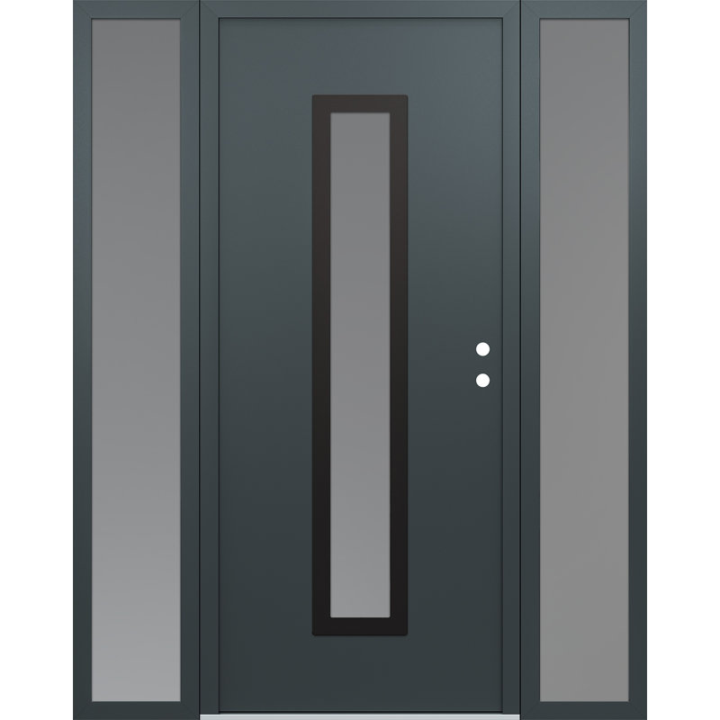 Porte d'entrée en verre prémontée Diamond A11, Anthracite / anthracite / givré, L 69 po x H 81,69 po, Gauche