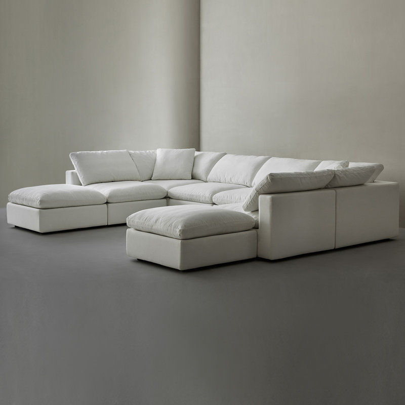 Canapés modulaires 6 places et 2 repose-pieds, Beige