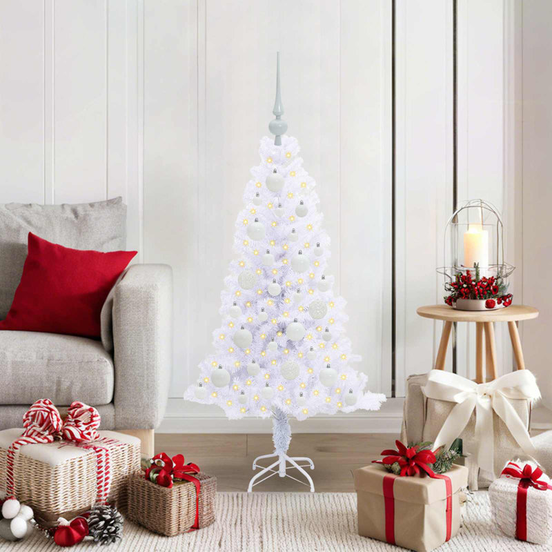 Lighted Artificial Christmas Tree, 120cm H, White
