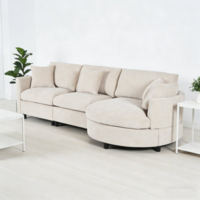 Canapé modulaire courbé 107 pièces 3 pièces avec 3 coussins décoratifs 107 po Chenille - Confortable et polyvalent pour les salons, les bureaux et les appartements