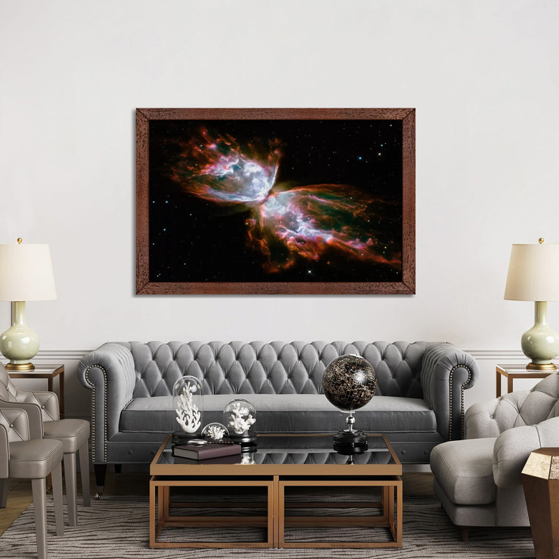 Butterfly Nebula Hubble Space Telescope - Print on Canvas, Brown Floater Framed, 66.04 cm H x 45.72 cm W