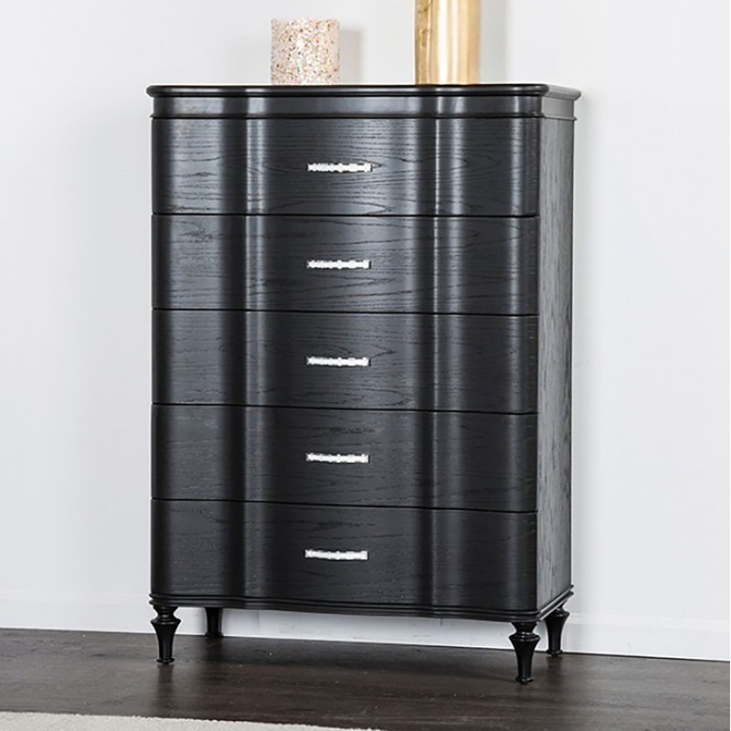 Commode 5 tiroirs Nolaine, Noir