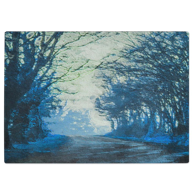Tempered Glass Road Through the Woods Chopping Board, 39 cm W x 28.5 cm L