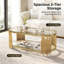 Ensemble de tables basses et tables d'appoint Modern Luxury, 2 tables gigognes ovales en verre avec tiges verticales en métal, finition dorée polie pour le bureau du salon