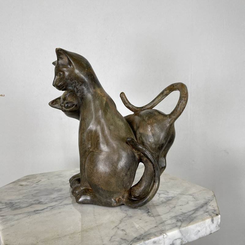 Bronze Double Cats Sculpture