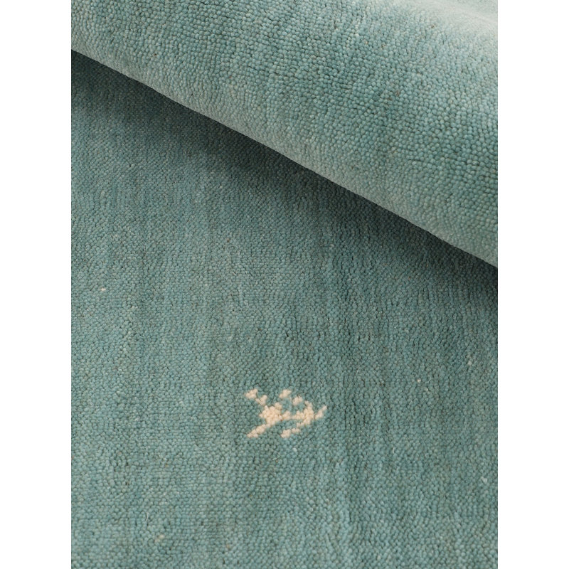 Handwoven Wool Gabbeh Uni Turquoise Rug, Square 250cm