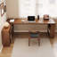 Bureau en bois massif en forme de L brun noisette-622428906