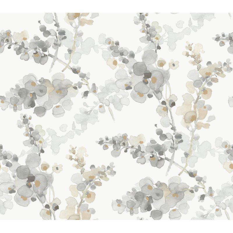 Blossom Fling Mineral Peel & Stick Wallpaper, Steel