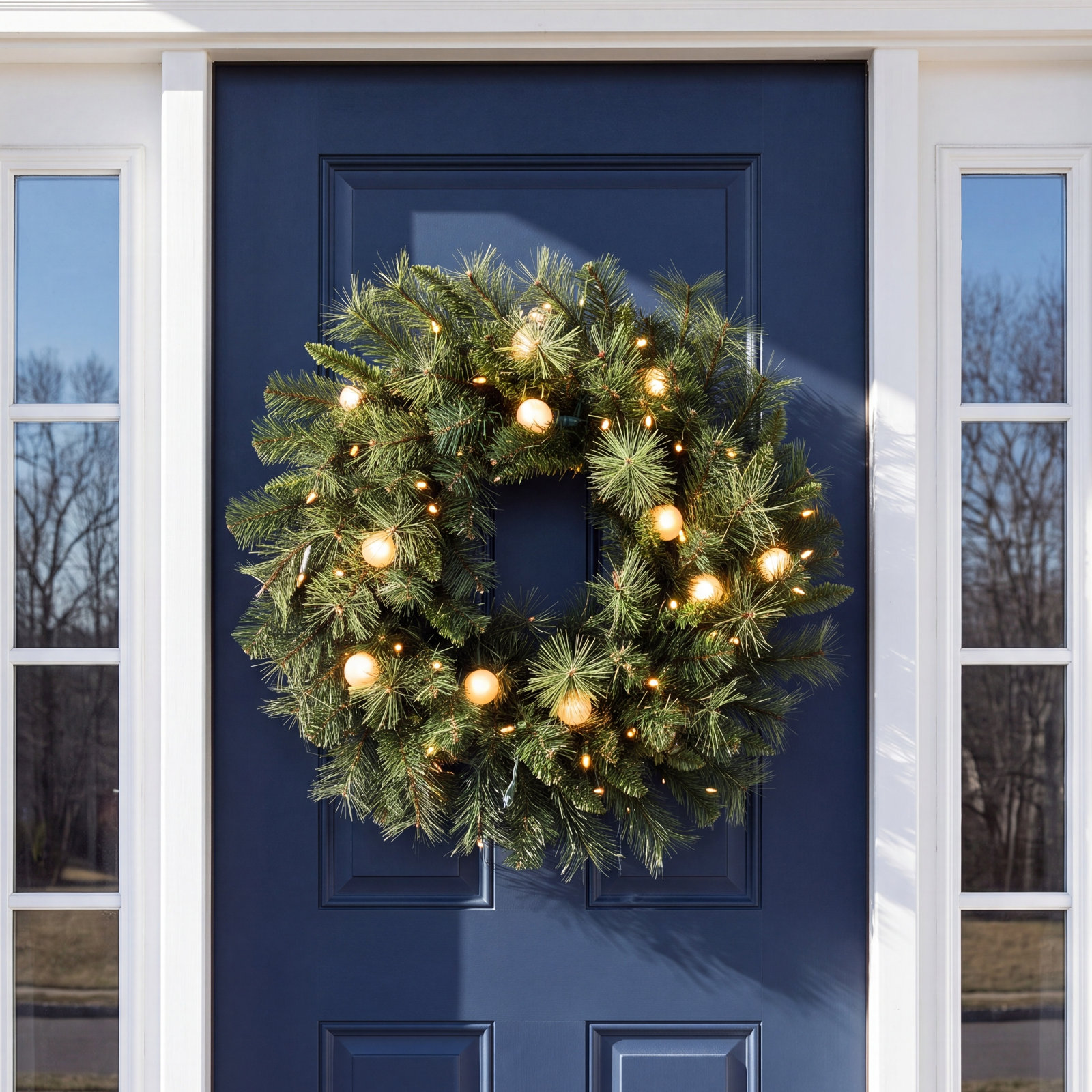 LED Twinkle Belgium Wreath, 30" W x 30" H x 6" D, Clear/White