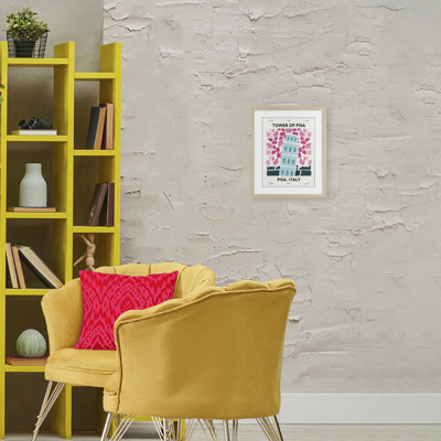 «Pastel Groovy Tower of Pisa», reproduction sous verre encadrée, design par Omar Escalante