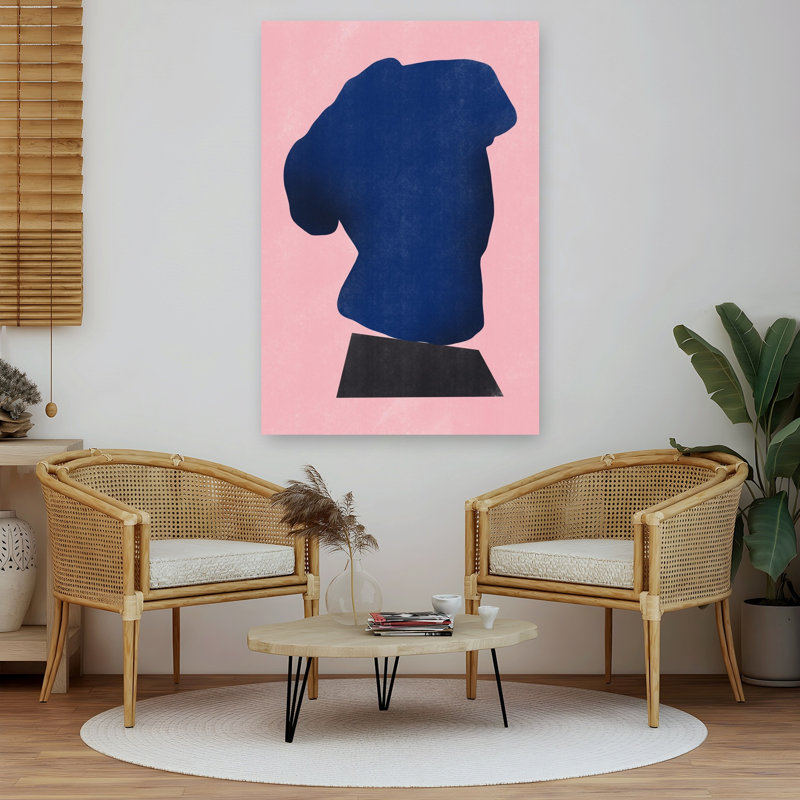 Torse bleu abstrait - Affiche murale minimaliste contemporaine abstraite, H 60 po x l 40 po