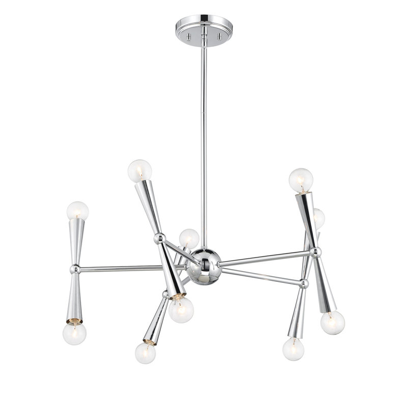 Lustre 10 lumières Keyiona, Chrome chrome