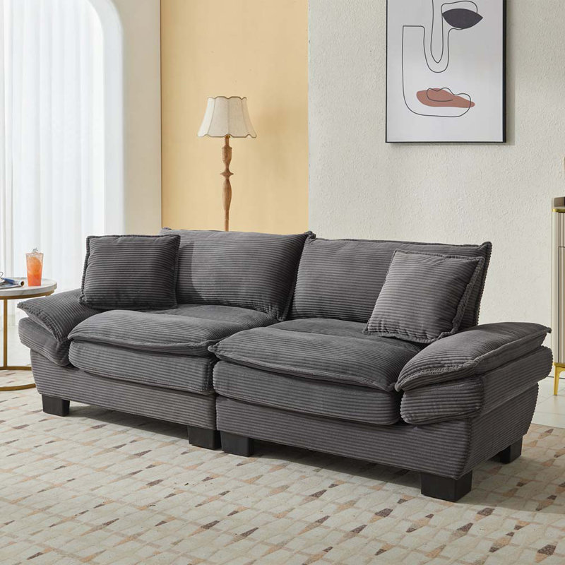 Canapé avec coussins Corduroy, Gris