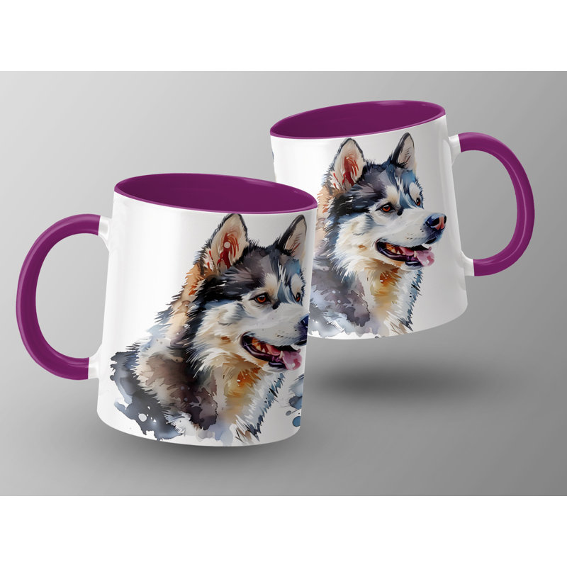 11oz Watercolour Siberian Husky Design Coffee Mug, 2