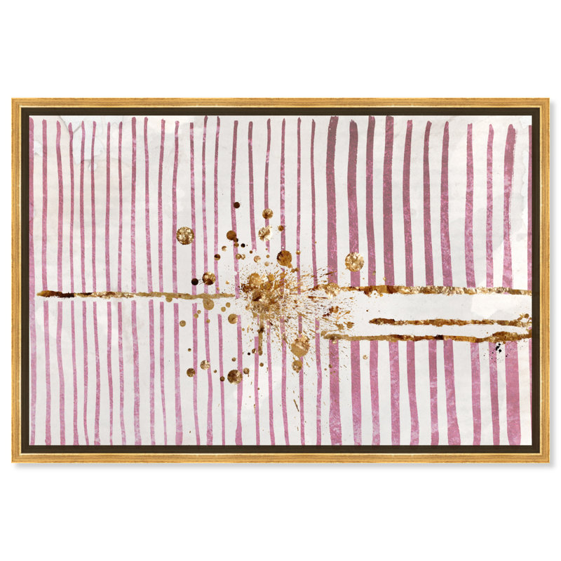 Love Force Field - rose - impression, Encadrement doré, H 16 po x l 24 po