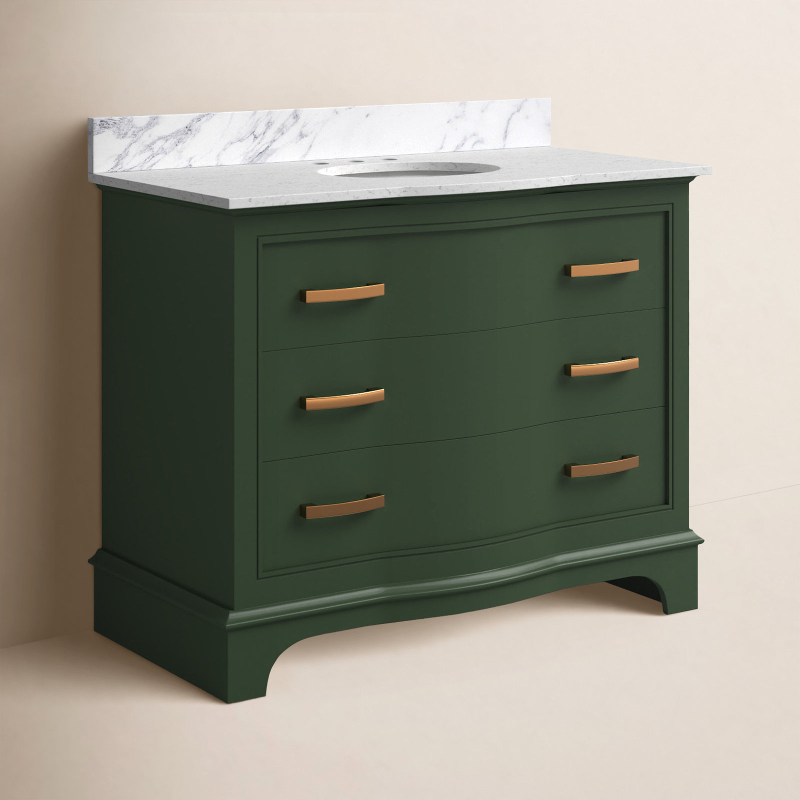Goleta 42" Pine Single Bathroom Vanity, Evergreen/Brushed Gold