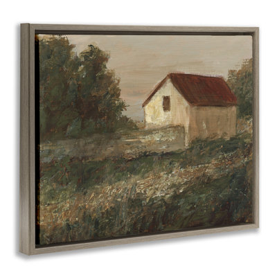 Traditional Red Roof Cottage Framed Floater Canvas Wall Art By Ethan Harper