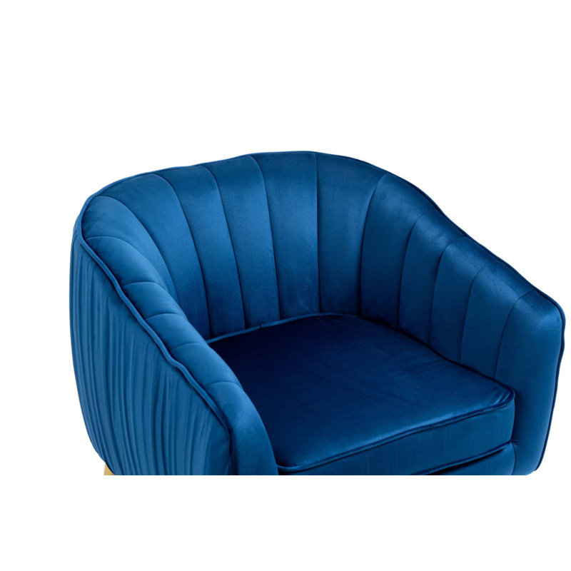 Accent Armchair with Ottoman, Blue Velvet
