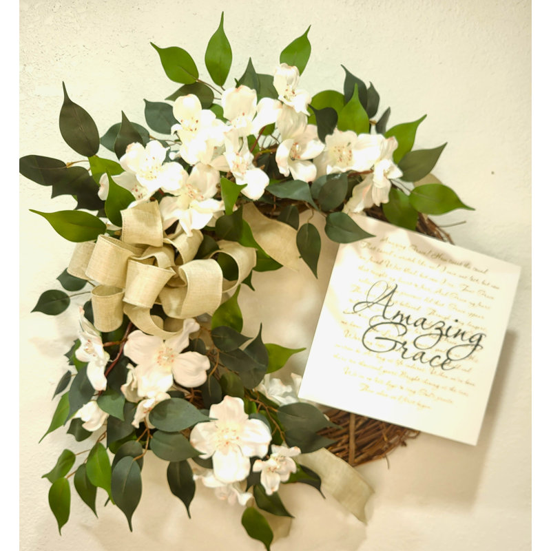 Handcrafted Faux Dogwood 20'' Wreath