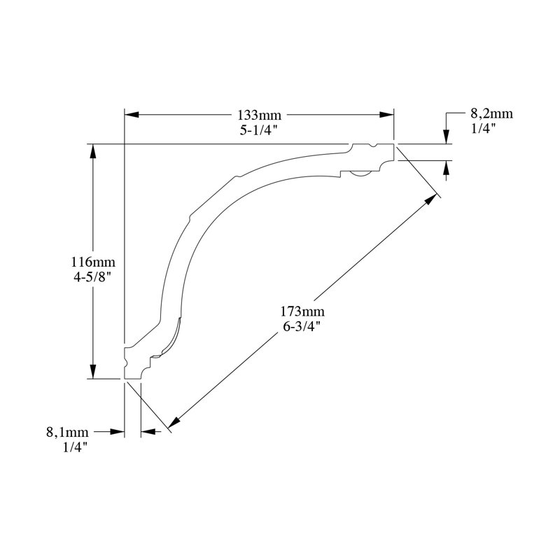 5.25'' H x 78.75'' W x 4.63'' D Plastic Crown
