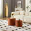 Table en cuir de selle moderne en bois aggloméré orange moderne - tailles compactes, idéale pour la décoration du salon et l'utilisation quotidienne-375909664