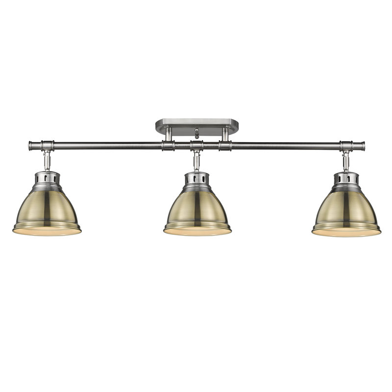 Bryannah 3-Light Semi-Flush - Track Light, Aged Brass, Pewter