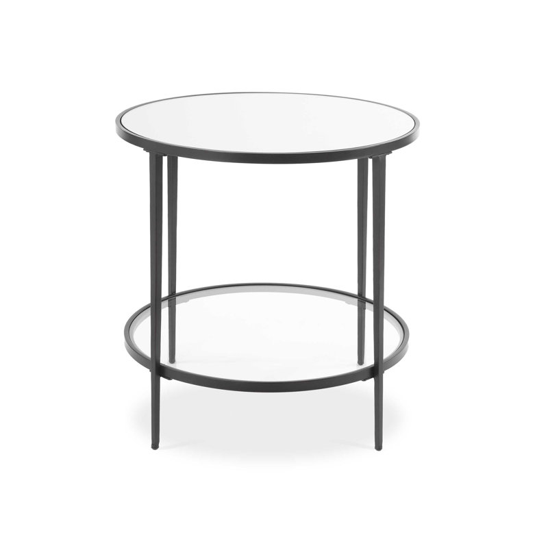 Table de bout latérale avec plateau en miroir Lize, tablette ouverte, noir Lifier