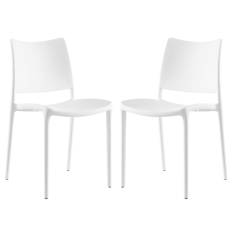 Modway Hipster Plastic Dining Chair, White