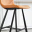 Tabouret de bar en similicuir avec dossier ergonomique incurvé - Structure robuste en métal noir, comptoir avec repose-pieds pour îlot de cuisine, bar et restaurant, 2 ensembles-1213749287