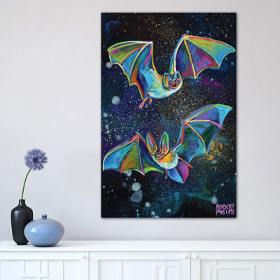 Bats And Night Sky by Robert Phelps - Wrapped Canvas Painting