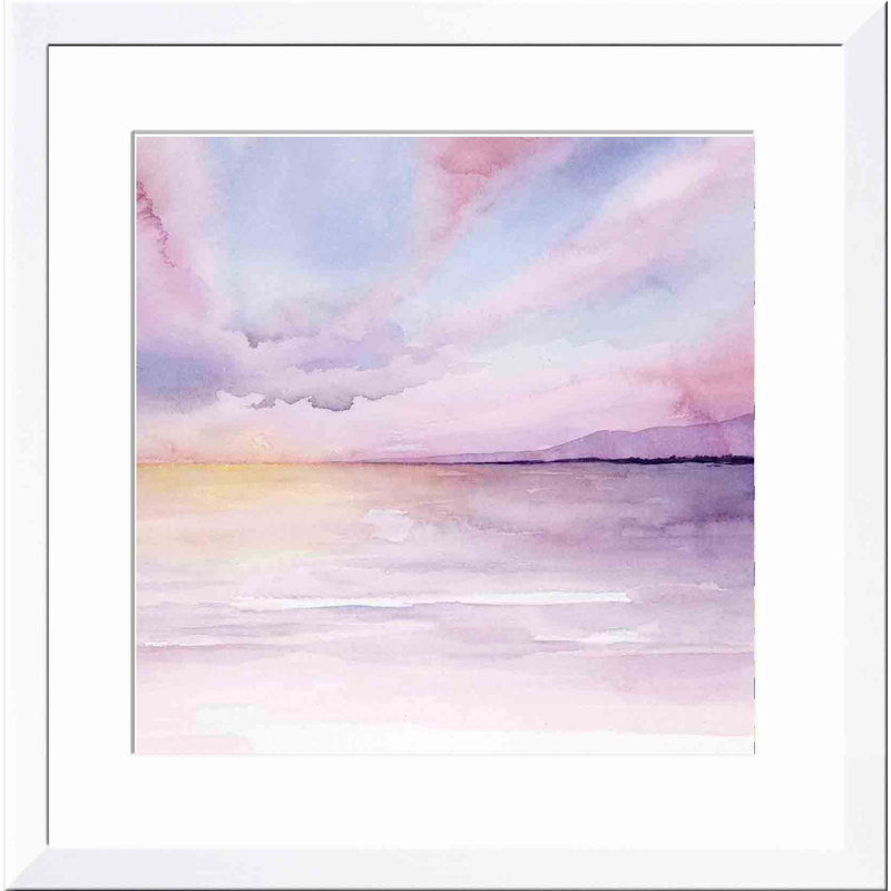 «Pale Sunset II» par Grace Popp - peinture encadrée, Blanc, H 24 po x l 36 po