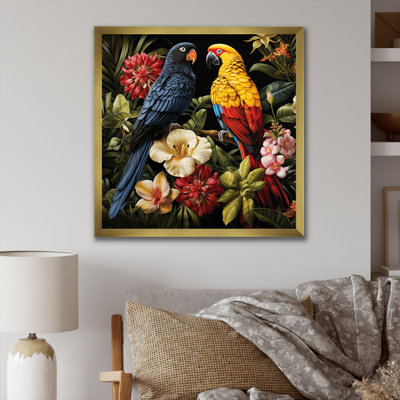 Perroquets tropicaux bleus - art mural perroquet