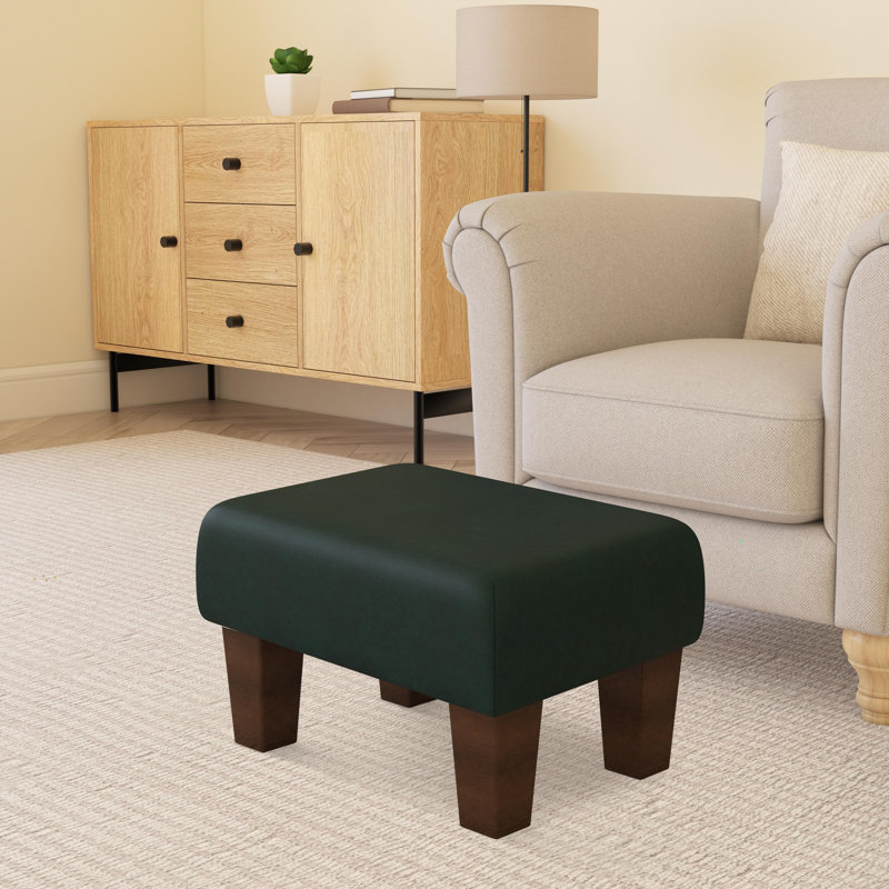 Acierno Natural Wood Contemporary Leg - Faux Leather, Brown, Leaf Green