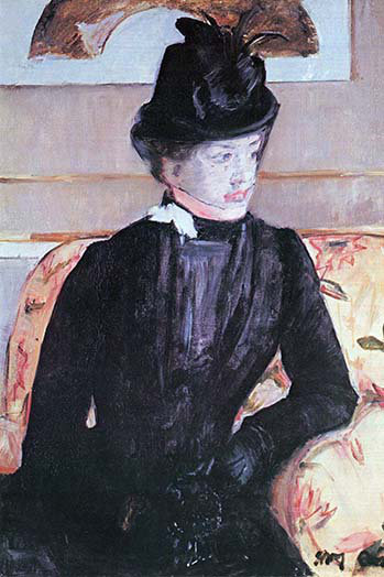 « young femme en noir » par mary cassatt, reproduction d’art, H 36 po x l 24 po
