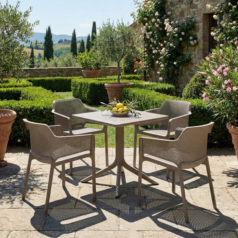 4 - Person Patio Dining Set with Square Table, Blue