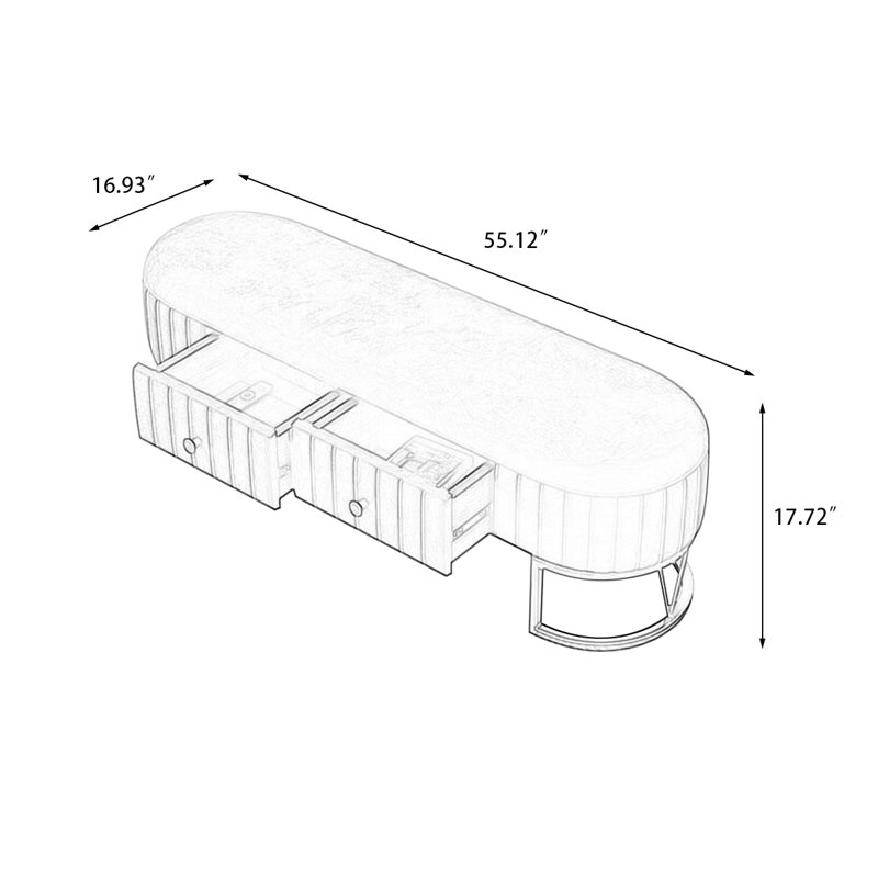 Banc avec revêtement, Bleu, H 16,93 po x l 55,12 po x P 17,72 po