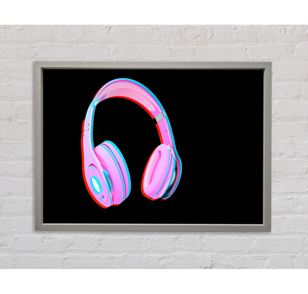 Funky Pink Headphones - Einzelner Bilderrahmen Kunstdrucke auf Leinwand