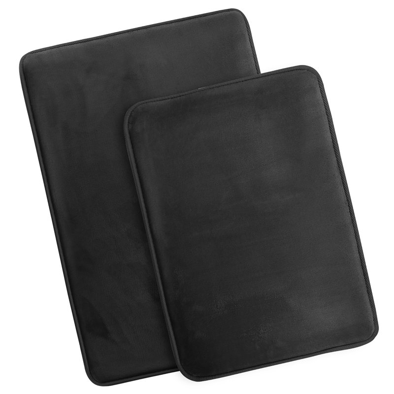 Steph Luxury Memory Foam Bathroom Rug Set, Petit: l 17 po x L 24 po / Grand: l 20 po x L 34 p, Noir