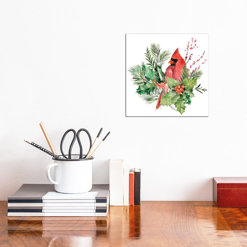 Cardinal Holly Christmas I by Jennifer Paxton Parker - Wrapped Canvas Gallery-Wrapped Canvas Giclée, 30.48cm H x 30.48cm W