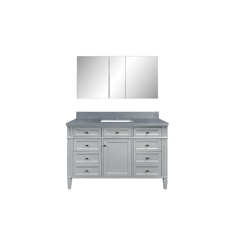 Ensemble de meuble-lavabo simple 51 po avec miroir Freeland, Gris calypso