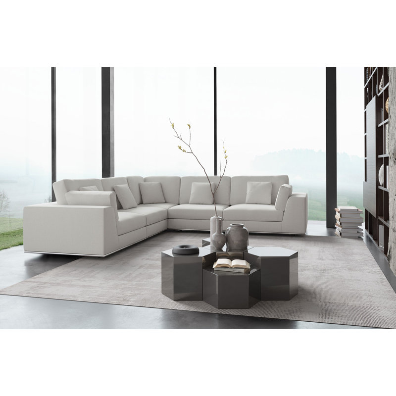 Centre Coffee Table, 10" H x 18" L x 18" W, Glossy Dark Gull Gray