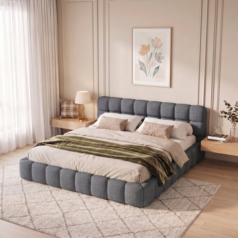 Bed, Grey, Double (4'6)