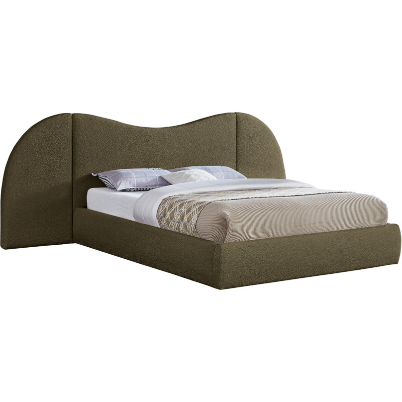 Lit à panneau tapissier Hyrup, Grand, Olive Green Boucle Fabric