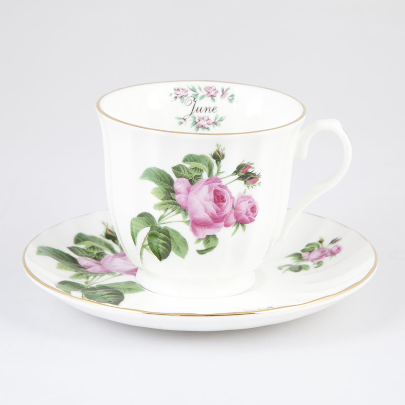 Flowers Of The Month Bone China Teacup and Saucer