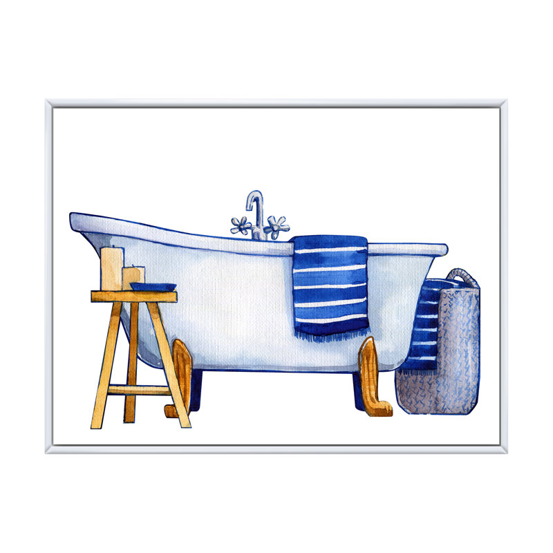 «Natural Bathroom Decor II», impression sur toile, H 16 po x l 32 po x P 1 po, Cadre flottant blanc