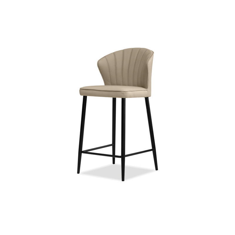 Ariel Upholstered Counter Stool with Metal Frame, Wheat