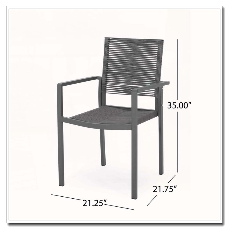 Chaise d'extérieur moderne en aluminium avec assise en corde